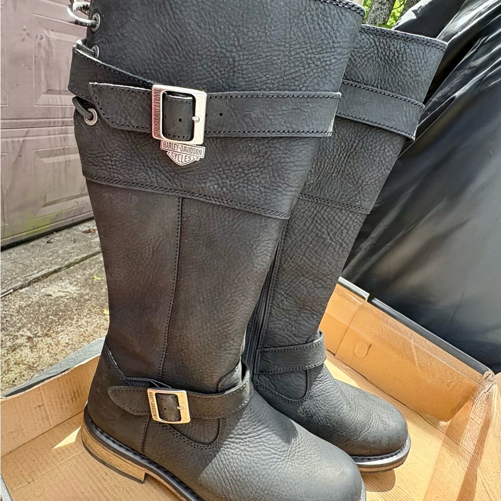Harley-Davidson Black Leather Boots - Picture 1 of 6